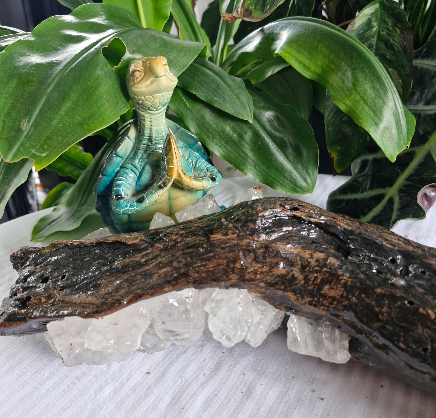 Handcrafted Driftwood Clear Quartz Lamp