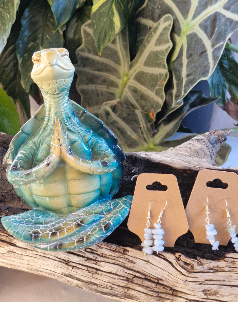 Handcrafted Sliver-Plated Blue Chalcedony Earrings