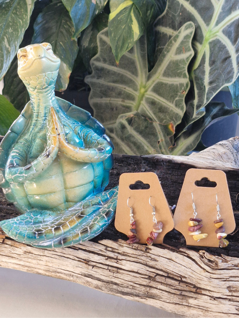 Hand Crated Silver-Plated Mookaite Earrings