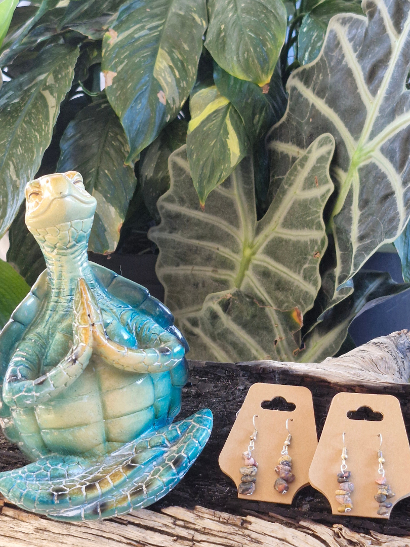 Hand Crafted Silver-Plated Ocean Jasper Earrings