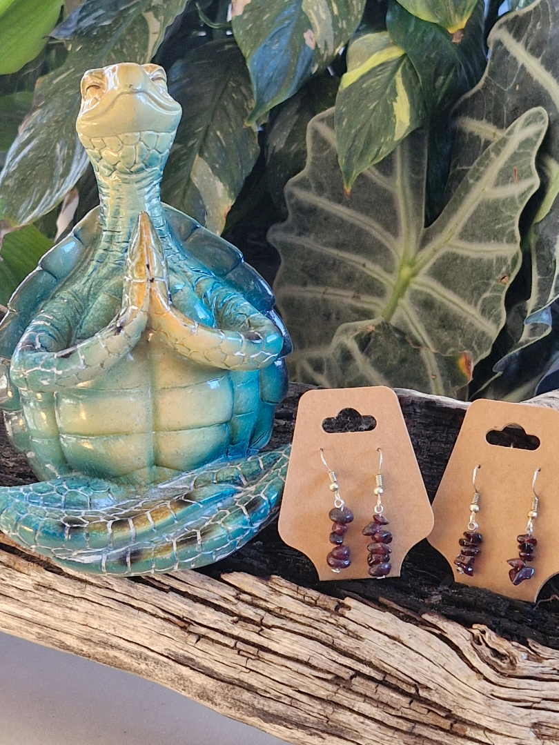 Hand Crafted Silver-Plated Garnet Earrings