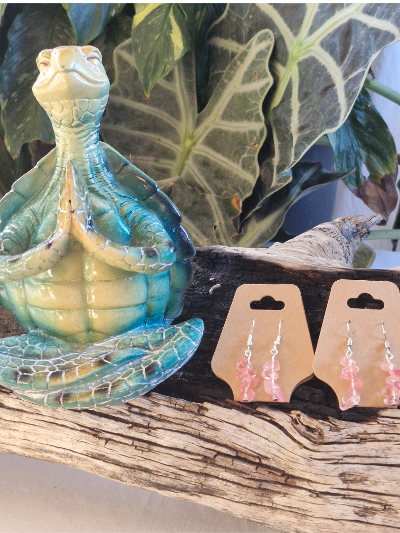 Handcrafted Silver-Plated Rose Quartz Earrings