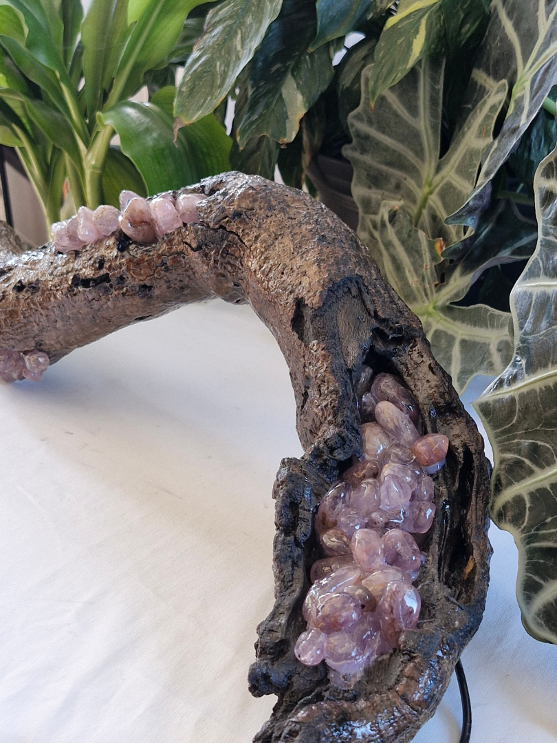 Handcrafted Large Driftwood Amethyst Lamp