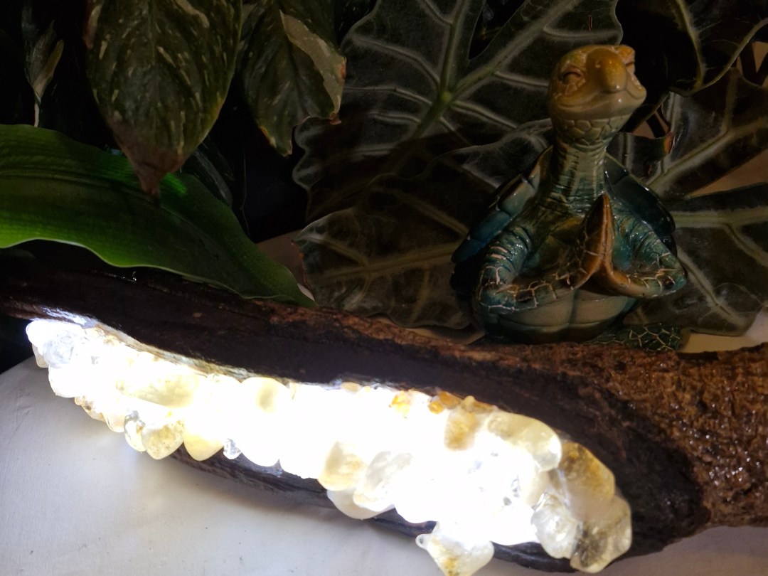 Handcrafted Large Driftwood Citrine Lamp