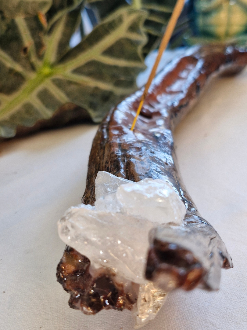 Medium Driftwood Incense Burner with Quartz